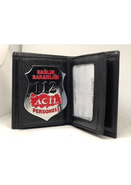 Sağlık Bakanlığı 112 Acil Servis Personeli Klasik Cüzdan Hakiki Deri