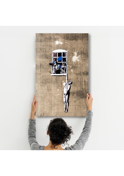 Banksy - Man Hanging From A Window Cam Tablo
