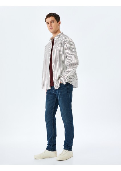 Normal Bel Pamuklu Slim Fit Denim Pantolon - Brad Jean