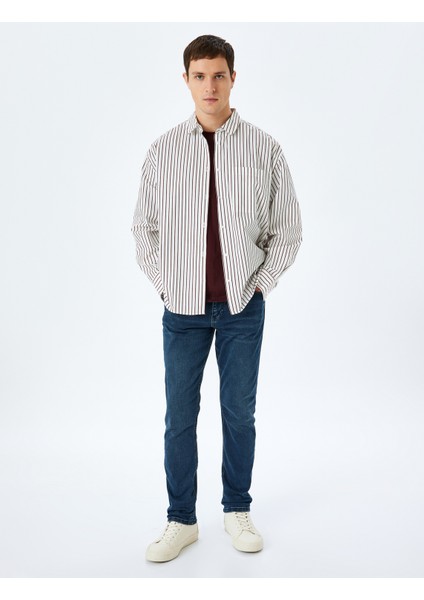 Normal Bel Pamuklu Slim Fit Denim Pantolon - Brad Jean