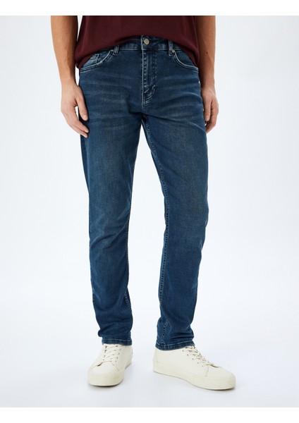 Normal Bel Pamuklu Slim Fit Denim Pantolon - Brad Jean