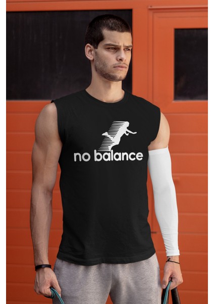 Denge Yok Siyah Kesik Kol / Kolsuz Erkek T-Shirt