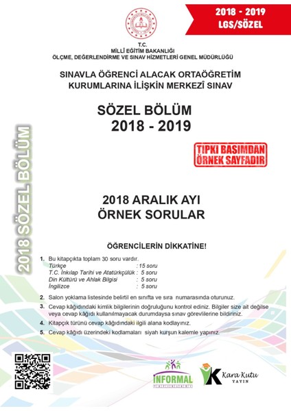 2026 8.sınıf Lgs 2.çeyrek Aralık-Ocak Ayı Meb Örnek Soru Tıpkı Basım Sarmal Deneme Paketi Çözümlü modelleri