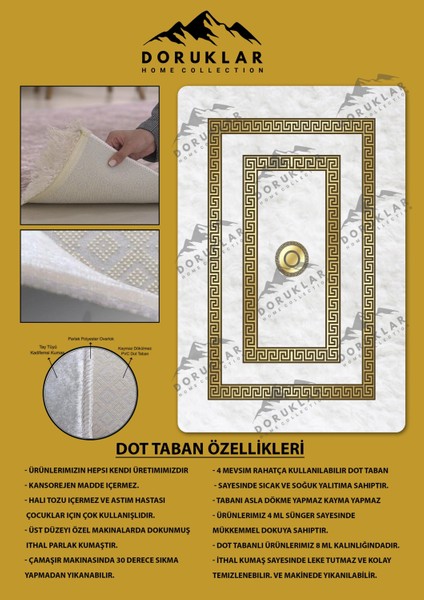 Kaymaz Taban Yıkanabilir Dijital Baskı Dekoratif Modern Desenli Dot Taban Halı Nova Serisi NV35