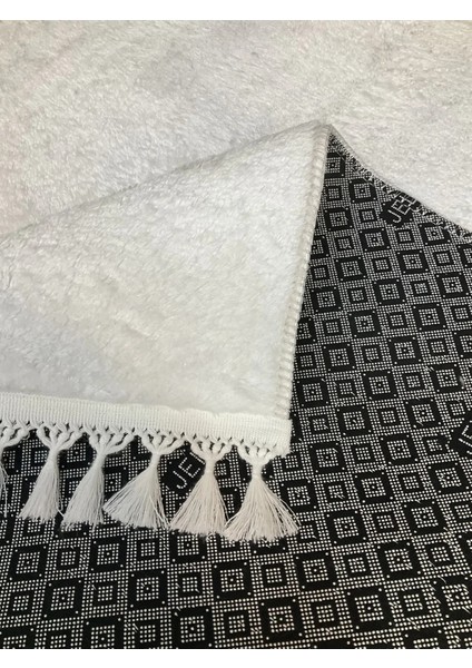 Puffy Beyaz Oval Örgü Saçaklı Peluş Yumuşacık Yıkanabilir Kaymaz Taban Halı Salon Oturma Odası indirimleri