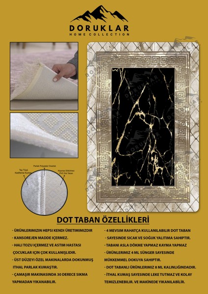 Kaymaz Taban Yıkanabilir Dijital Baskı Dekoratif Modern Desenli Dot Taban Halı Nova Serisi NV36
