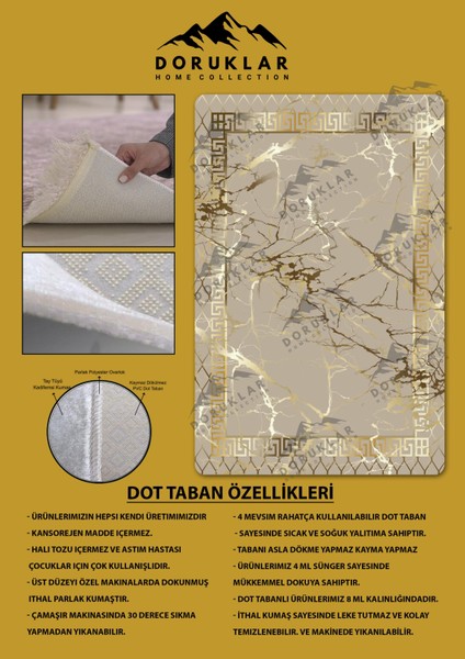 Kaymaz Taban Yıkanabilir Dijital Baskı Dekoratif Modern Desenli Dot Taban Halı Nova Serisi NV30