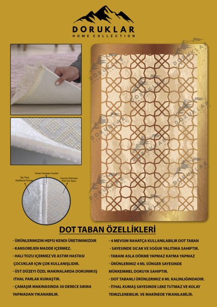 Kaymaz Taban Yıkanabilir Dijital Baskı Dekoratif Modern Desenli Dot Taban Halı Nova Serisi NV32