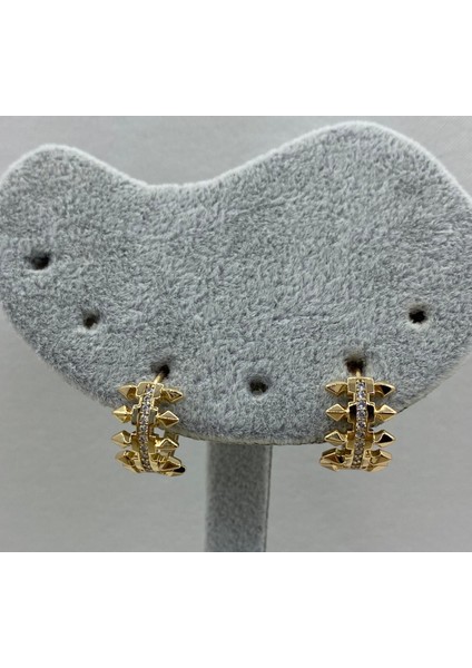 Zirkon Rose Gold Renk Taşlı Küpe