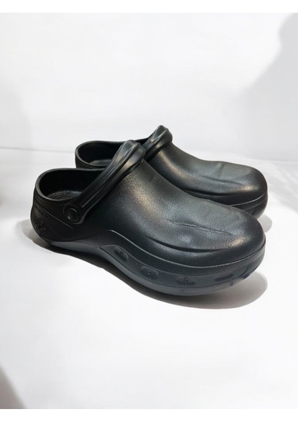 Siyah S1 Çelik Burunlu Ortopedik Rahat Gıda Fabrika Aşçı Garson Sabo İş Güvenliği Terlik