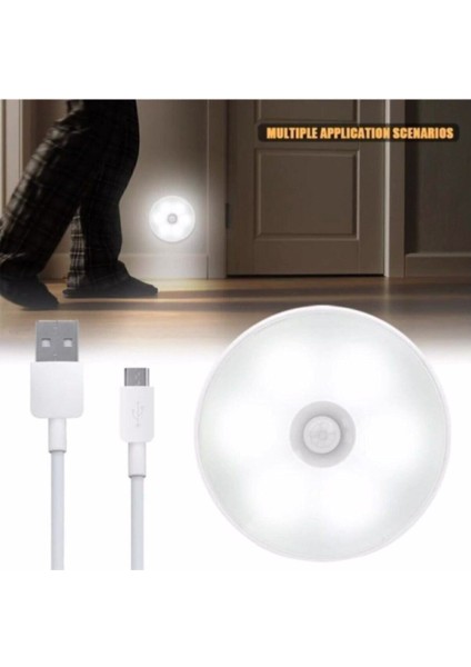 2 Adet Hareket Sensörlü USB Şarjlı LED Lamba Beyaz Işık