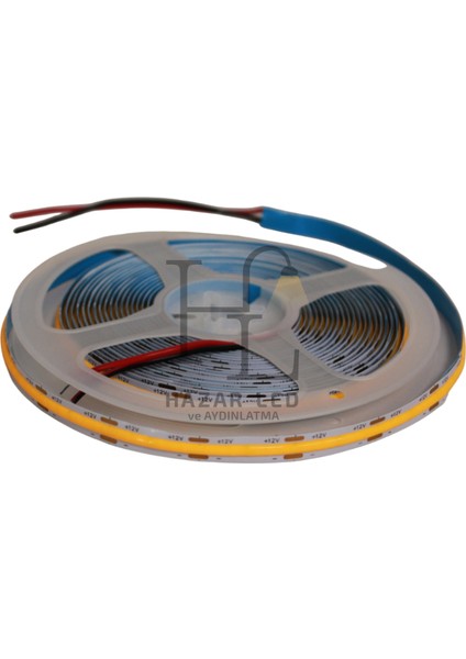 12V 8mm 320 Ledli Esnek Cob Şerit LED Sarı (Amber) IP20 5 Metre
