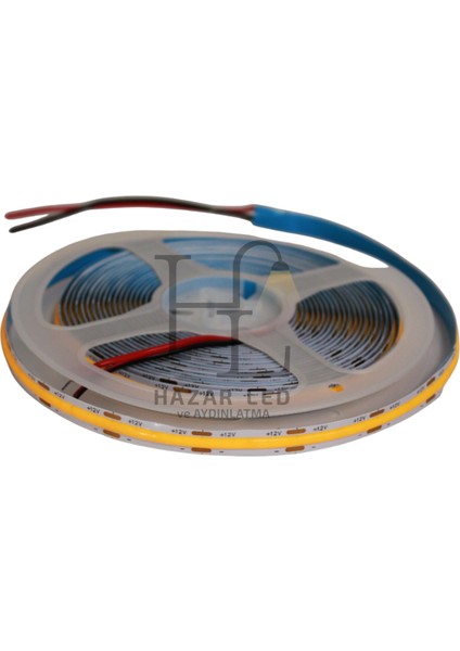 12V 8mm 320 Ledli Esnek Cob Şerit LED Sarı (Amber) IP20 5 Metre