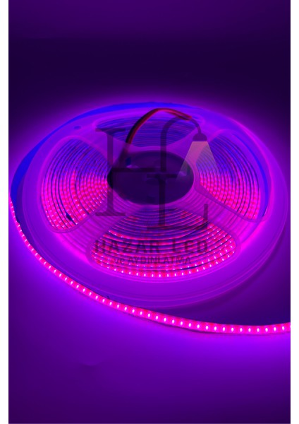 12V 8mm 320 Ledli Esnek Cob Şerit LED Pembe IP20 5 Metre