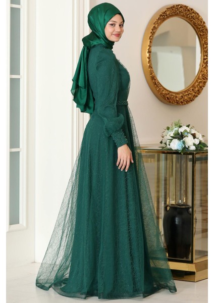 Peri Tesettür Abiye Zümrüt modelleri