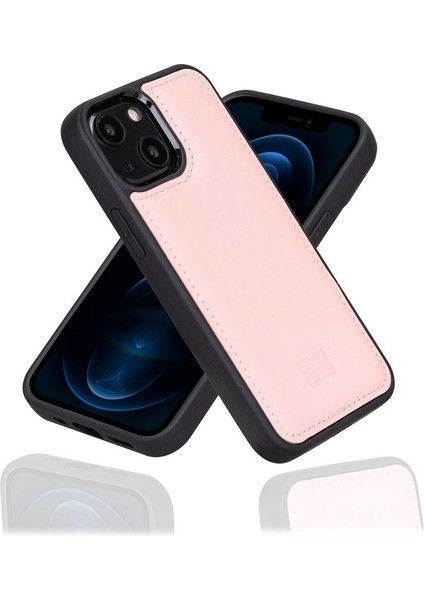 Apple iPhone 13 Uyumlu Deri Arka Kapak Nu2 Pembe