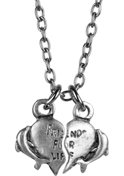 Friends For Life Arkadaşlık Kolye Erkek Kadın Antik Gümüş Kaplama 60 cm Zincir