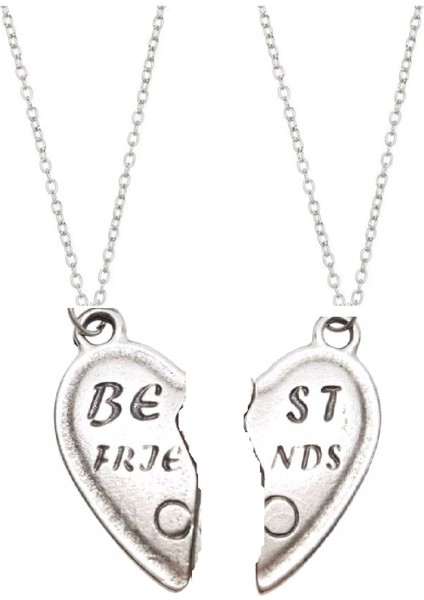 Best Friends Kalp Temalı 14 Şubat Ikili Çift 925 Ayar Gümüş Kaplama Kolye