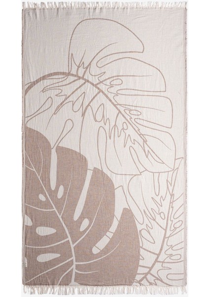 Monstera Pamuk Peştamal Kahverengi 90 x 160 - Keseli modelleri