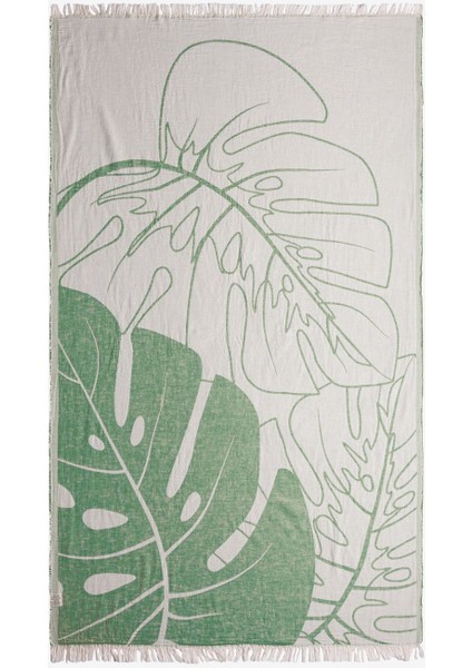 Monstera Pamuk Peştamal Yeşil 90 x 160 - Keseli modelleri