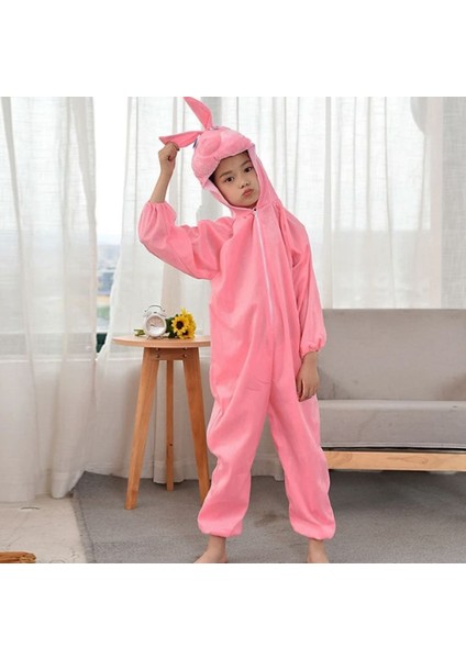 Çocuk Tavşan Kostümü Pembe Renk 6-7 Yaş 120 cm
