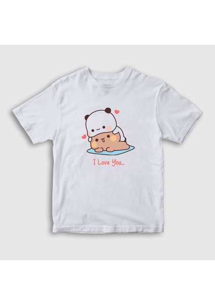 Çocuk Beyaz Love Sevgili Sevgililer Günü Hediye Bubu Dudu T-Shirt