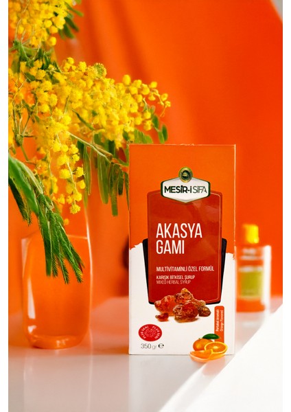 Akasya Gamı Şurubu Portakal Aromalı Karışık Bitkisel Şurup Multivitamin 350G
