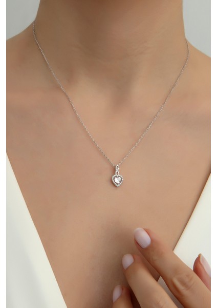 Pırlanta Modeli Kalp Kolye 925 Ayar Gümüş fiyatları