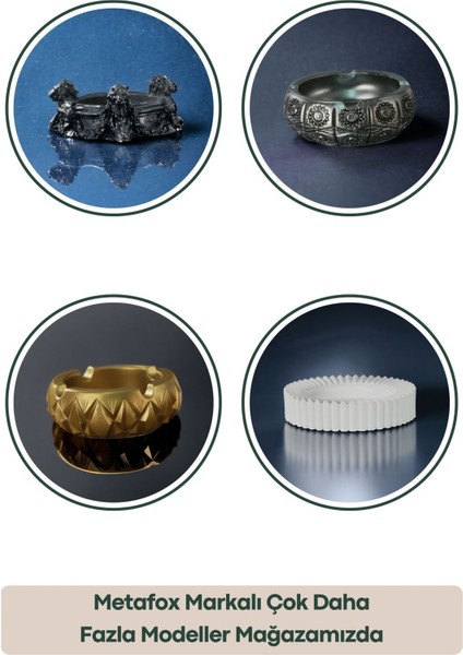 Küllük Kül Tablası Sigara Küllüğü Gümüş Eskitme Model 8
