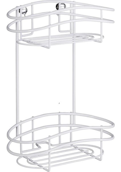 2 Katmanlı Duvar Rafı Classic Plus - Çelik, 24 x 32,5 x 15 Cm, Beyaz