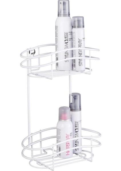 2 Katmanlı Duvar Rafı Classic Plus - Çelik, 24 x 32,5 x 15 Cm, Beyaz