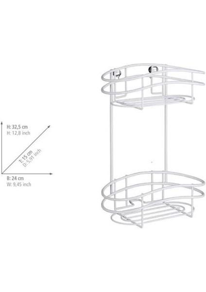 2 Katmanlı Duvar Rafı Classic Plus - Çelik, 24 x 32,5 x 15 Cm, Beyaz