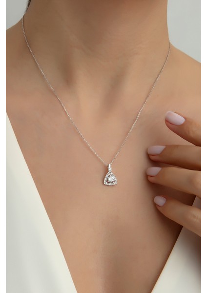Pırlanta Modeli Üçgen Kadın Kolye 925 Ayar Gümüş, Kadın Kolye, UCGNPRLNTSK001 fiyatları