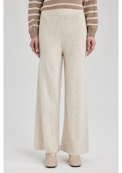 Relax Fit Triko Pantolon Basic Düz Beli Lastikli Geniş Paça V0088AZ23AU