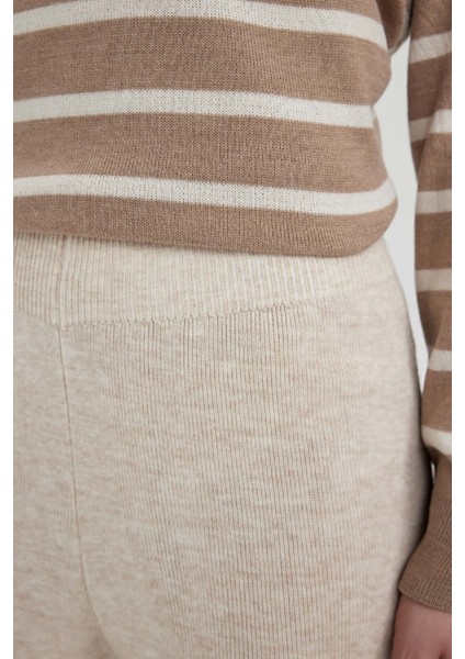 Relax Fit Triko Pantolon Basic Düz Beli Lastikli Geniş Paça V0088AZ23AU