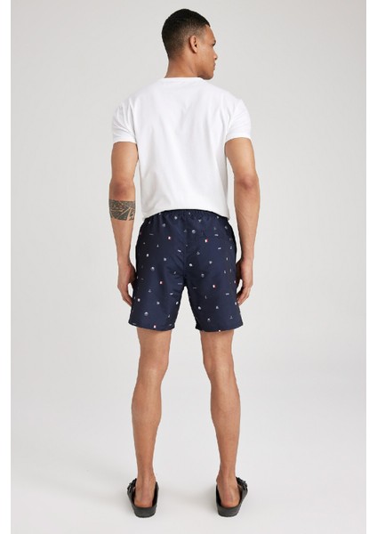 Regular Fit Kısa Boy Desenli Deniz Şortu M8328AZ23HS
