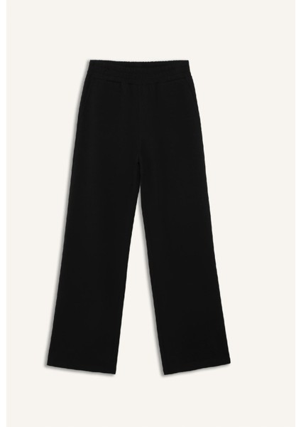 Wide Leg Geniş Paça Eşofman Altı Beli Lastikli Cepli Basic Düz D3759AX25SP