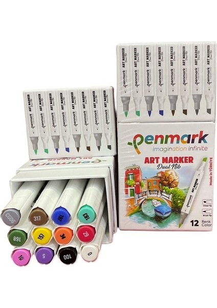 Marker Kalem Seti 12'li Çift Uçlu ( Made In Türkiye)