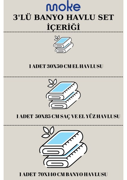 3'lü Banyo Havlu Seti | Banyo Havlu Takımı Pamuklu | Havlu Seti modelleri
