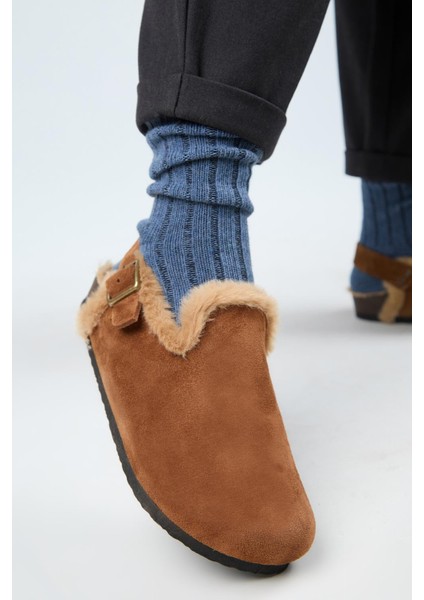 (Holly 2 Kürklü) Kadın Deri Kemerli Tokalı Sabo Taba Sandalet fırsatları