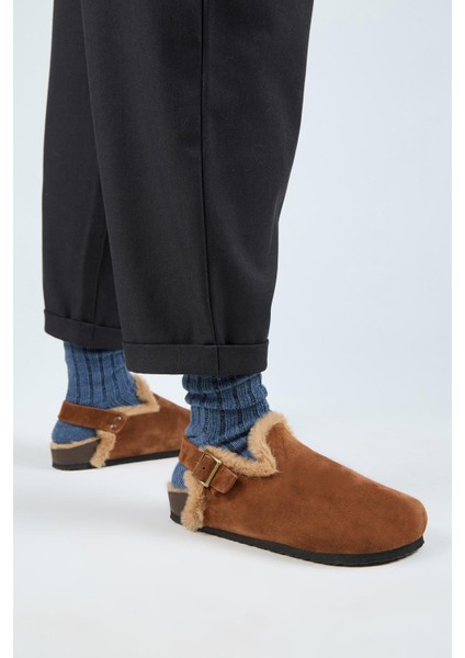 (Holly 2 Kürklü) Kadın Deri Kemerli Tokalı Sabo Taba Sandalet indirimleri