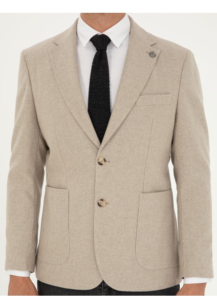 Erkek Bej Slim Fit Ceket 50291937-VR011