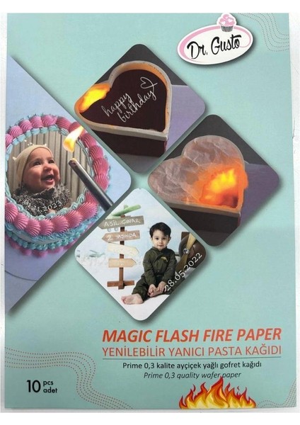 Yenilebilir Yanabilen Pasta Kağıdı (Magic Fire) 10 ' Lu