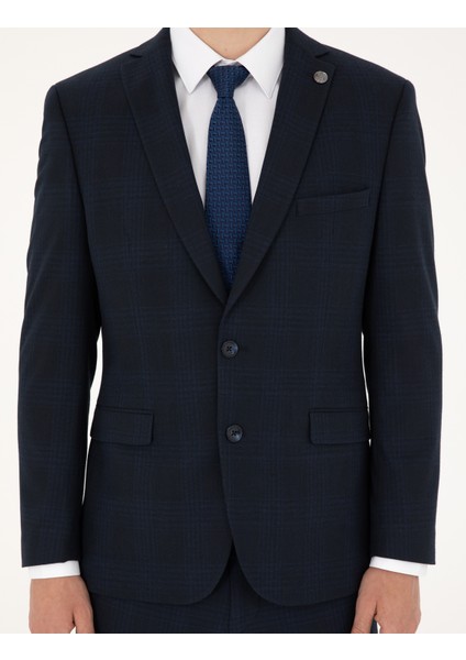 Erkek Lacivert Slim Fit Takım Elbise 50295226-Vr033