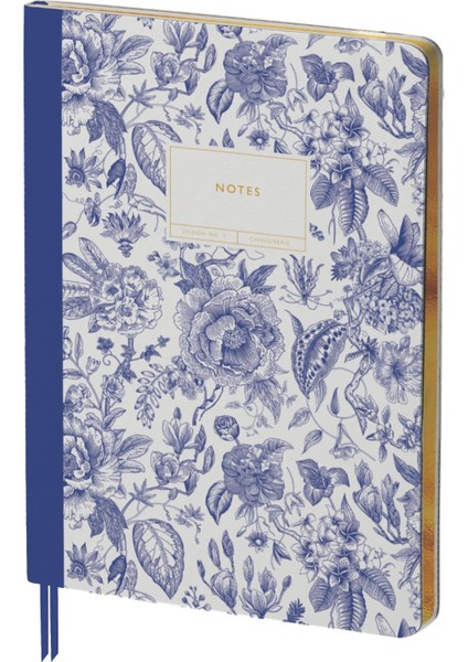 Limited Edition A5 Ciltli Sert Kapak Not Defteri Chinoiserie Mavi
