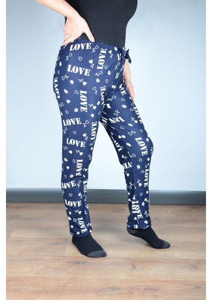 Kadın Süet Pijama Tek Alt | Lacivert Love fiyatları