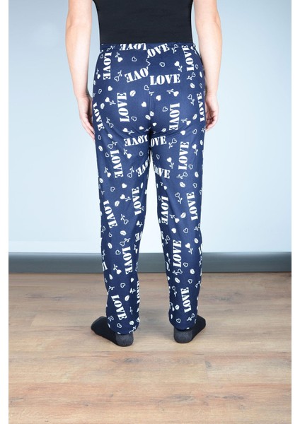 Kadın Süet Pijama Tek Alt | Lacivert Love modelleri