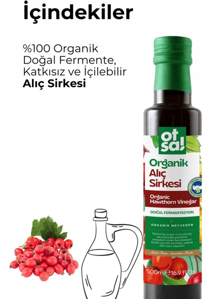 Organik Alıç Meyvesi ile Doğal Olarak Fermente Edilmiş Alıç Sirkesi 500 ml