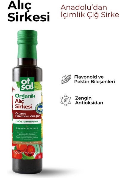 Organik Alıç Meyvesi ile Doğal Olarak Fermente Edilmiş Alıç Sirkesi 500 ml