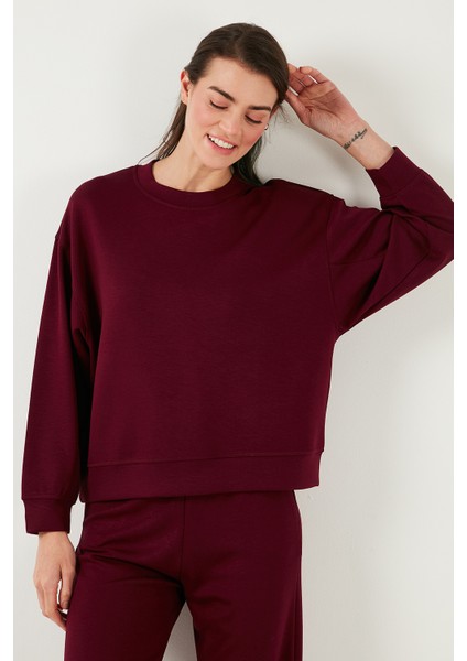 Streç Bisiklet Yaka Oversize Fit Scuba Sweat Bayan Sweat 5865879 fırsatları